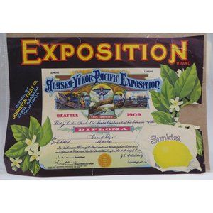 EXPOSITION BRAND Lemon Packing Crate Label JHE311
